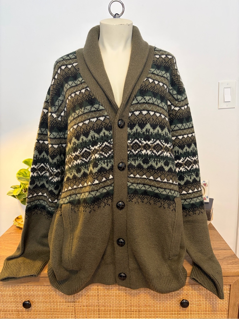 WindRiver Heritage Men’s 2XL Fair Isle Shawl Collar Cardigan